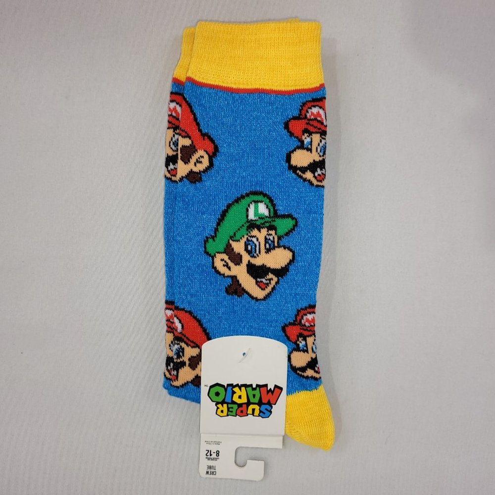 Super Mario 1 Pair Crew Tube Socks Bioworld Men's 8-12